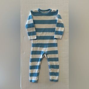 Primary Blue Striped Long Sleeve Romper with Pocket 18-24 Month